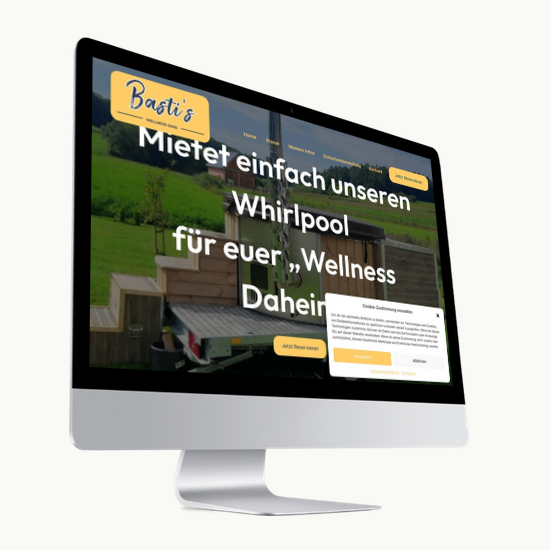Eine Homepage für einen Mietservice für einen Whirlpool